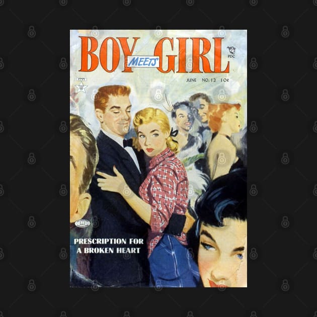 Vintage Romance Comic Book Cover - Boy Meets Girl by Slightly Unhinged