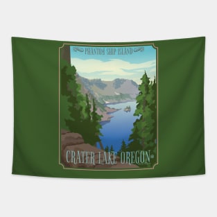 Crater Lake Oregon Travel Poster Tapestry