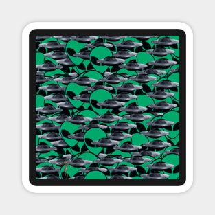 ufo green alien pattern Magnet