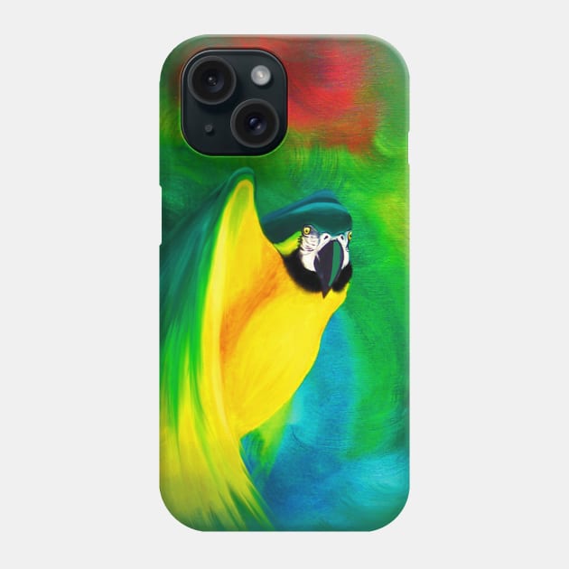 Macaw Parrot Flight Oil Painting ArtWork Phone Case by BluedarkArt