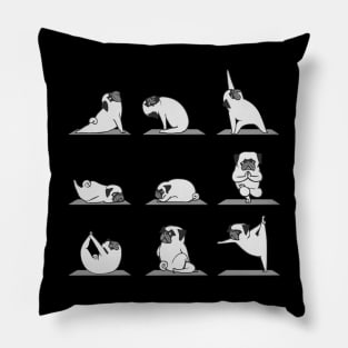 Pug Yoga B&W Pillow