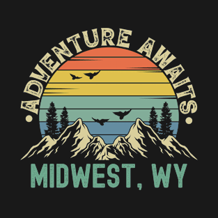 Midwest, Wyoming - Adventure Awaits - Midwest, WY Vintage Sunset T-Shirt