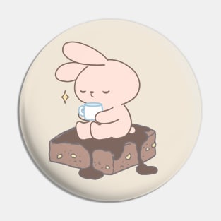 Sweet Serenity: Cute Bunny sit on Bunichoco Brownies Pin