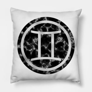 Black Marble Zodiac - Gemini Pillow