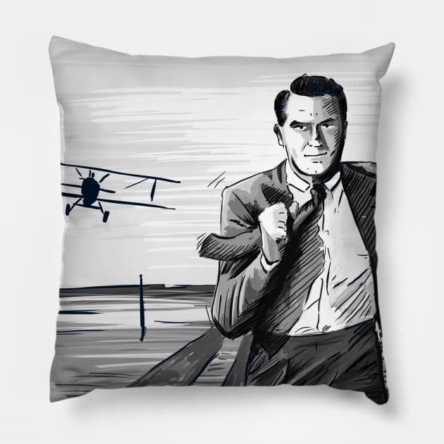 North by Northwest by Alfred Hitchcock Illustration Pillow by burrotees