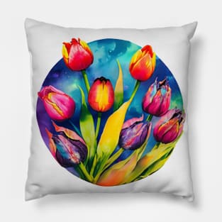 Beautiful Tulips of Vibrant Colors Pillow