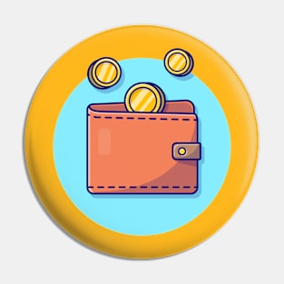 Wallet With Gold Coin Cartoon Vector Icon Illustration (2) Pin