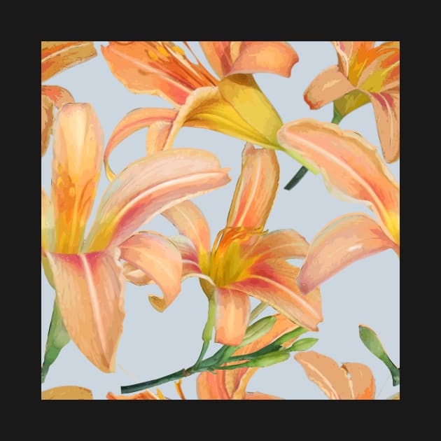 Tiger Lilies on Pale Blue by ArtticArlo