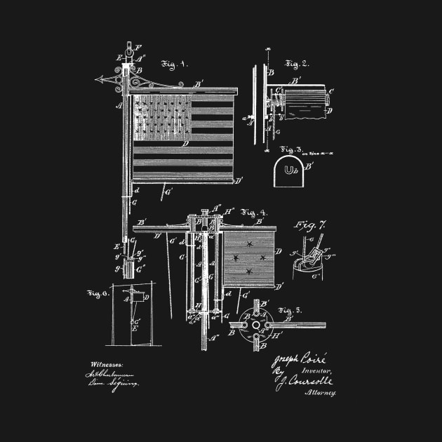 Flag Staff Vintage Patent Hand Drawing by TheYoungDesigns