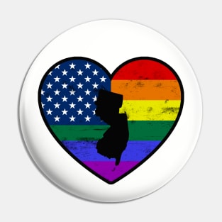 New Jersey United States Gay Pride Flag Heart Pin