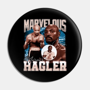 Marvelous Marvin Hagler Boxing Legend Signature Vintage Retro 80s 90s Bootleg Rap Style Pin