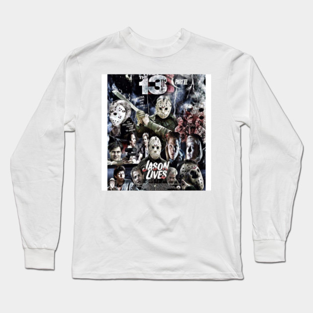 Friday The 13th Jason Voorhees Hockey Jersey Print Long Sleeve Poly T Shirt