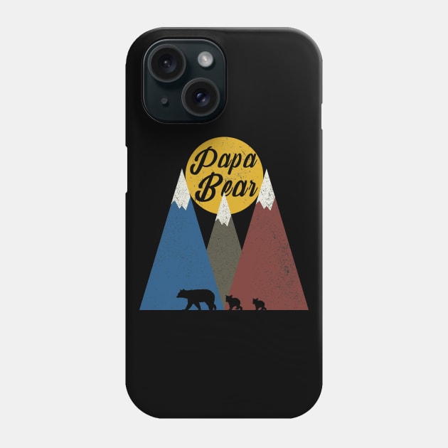 Papa Bear Two Cubs Walking in Mountains Phone Case by CareTees