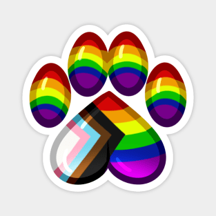 LGBTQ+ Pride Heart Paws - Progress Flag Magnet