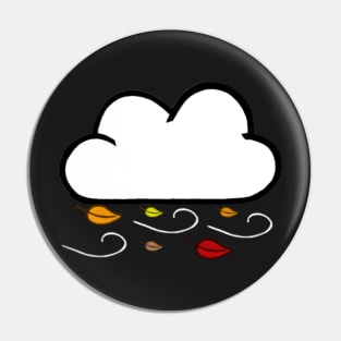 Windy Cloud Pattern With Fall Colored Leaves (Black) Pin