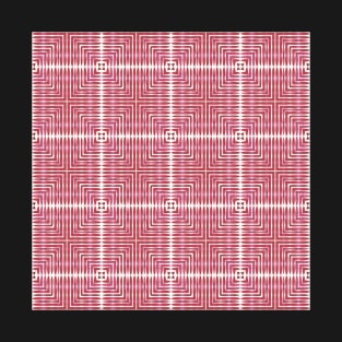 Magenta Pink Watercolor Concentric Square Grid Pattern T-Shirt