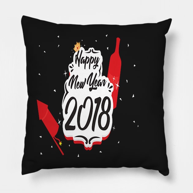 Happy New Year 2018 Pillow by amitsurti