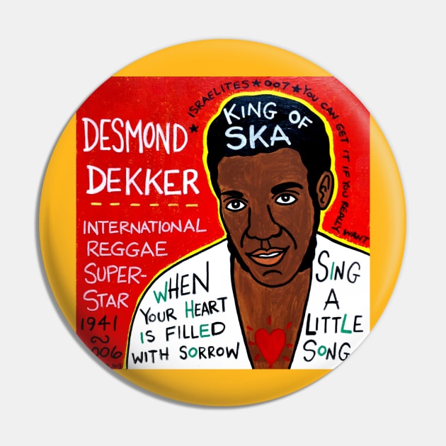 Desmond Dekker ska reggae folk art Pin by krusefolkart