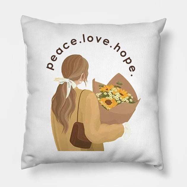 Peace,love, hope Pillow by MoondesignA