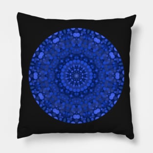 Blue and Black Kaleidoscope Style Mandala Pillow