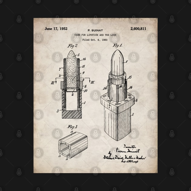 Lipstick Patent - Makeup Artist Beauty School Art - Antique by patentpress