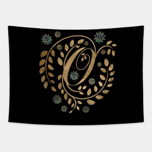 Luxury Golden Calligraphy Monogram with letter O Tapestry