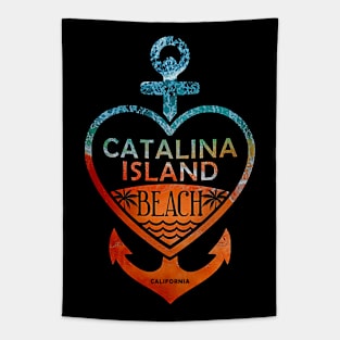 Catalina Island Beach, California, Sandy Heart Ship Anchor Tapestry