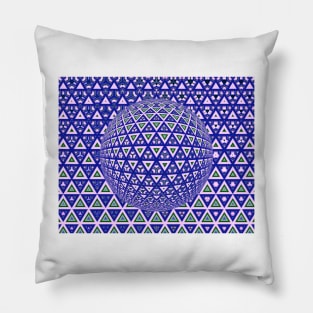 vivid purple triangular design over a 3D sphere Pillow