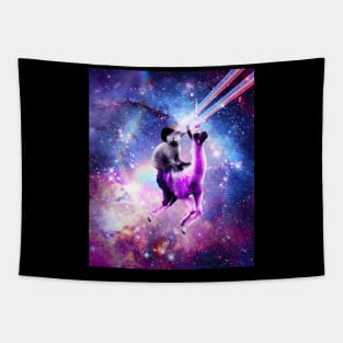 Laser Eyes Outer Space Cat Riding On Llama Unicorn Tapestry