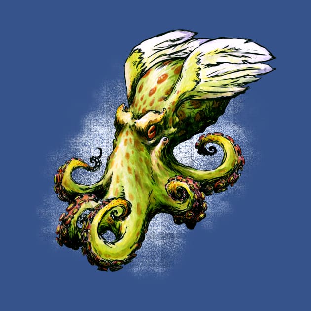 Green Octopus on the wings by 42brushes