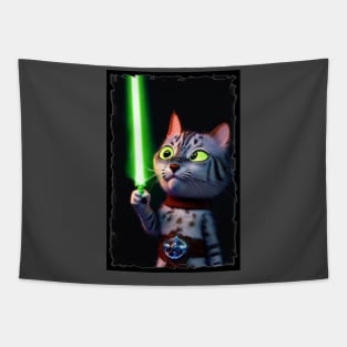 Fun Cat Print ~ AI Art ~ Fantasy Cat ~ Sci-fi Cat ~ Cats with Lightsabers Tapestry