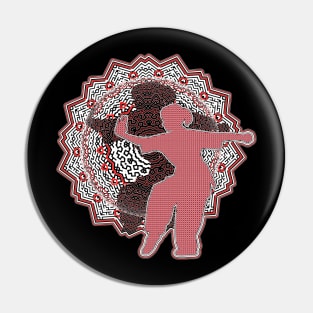 Red And Black Pattern Tai Chi Pose Pin