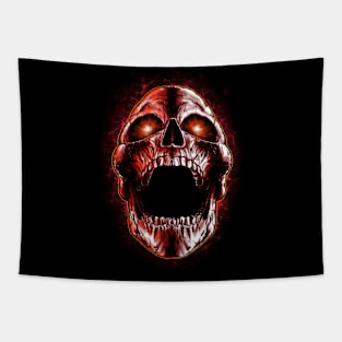 Red Screaming Skull Tapestry