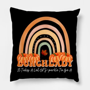 Lunch Lady Rainbow Pumpkin Fall Autumn Thanksgiving Retro Pillow