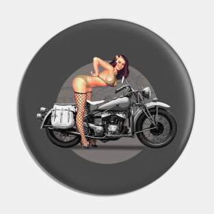 Pin-up Girl Classic Motorcycle Retro WW2 Pin