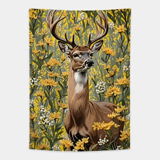 Nebraskan White Tailed Deer Surrounded By Goldenrod 1 Tapestry