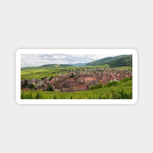 Panoramic View of Riquewihr and Surrounding Vineyards Magnet