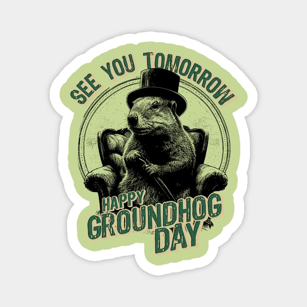 Happy Groundhog Day Magnet by All-About-Words