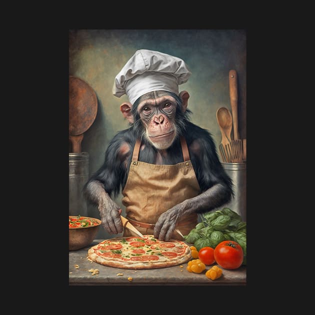 Chimpanzee Pizza Chef Card by candiscamera