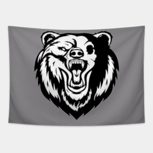 Cool black bear head design with a angry face. Tapestry