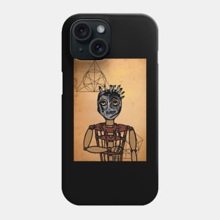 Elon Musk: PuppetMasked NFT with Street Eyes, Painted Skin, and a Wooden Touch in a Davinci Background Phone Case