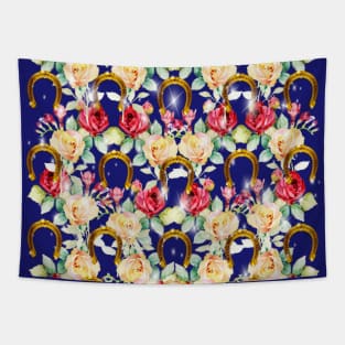 Pattern. Roses, Stars and Gold Horseshoes Tapestry