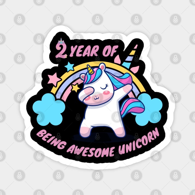 2 Year of a being awesome unicorn Magnet by Artist usha