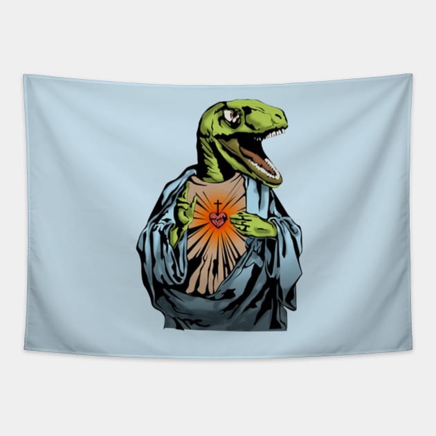 Raptor Jesus Tapestry by belytelor