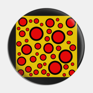 yellow red and black polka dot design Pin