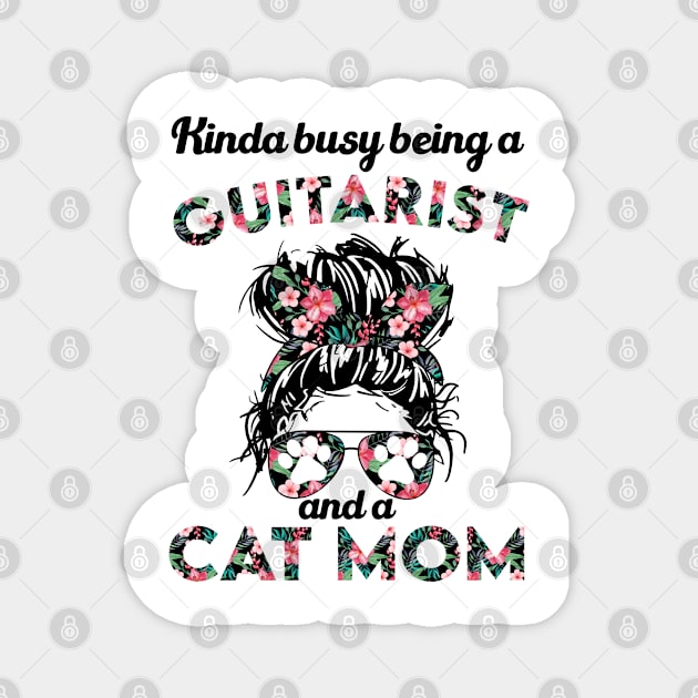 Guitarist girl and a cat lover . Perfect present for mother dad friend him or her Magnet by SerenityByAlex