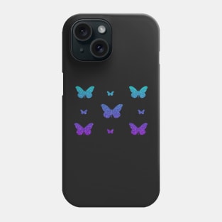 Purple Teal Ombre Faux Glitter Butterflies Phone Case