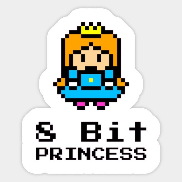 Cute Retro Girl Gamer Design 8 Bit Princess Gamer Sticker