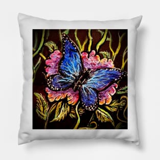 Blue morpho Pillow