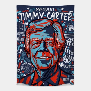 Retro Pop Art Portrait of President Jimmy Carter // Street Art Graffiti Carter 1976 Tapestry